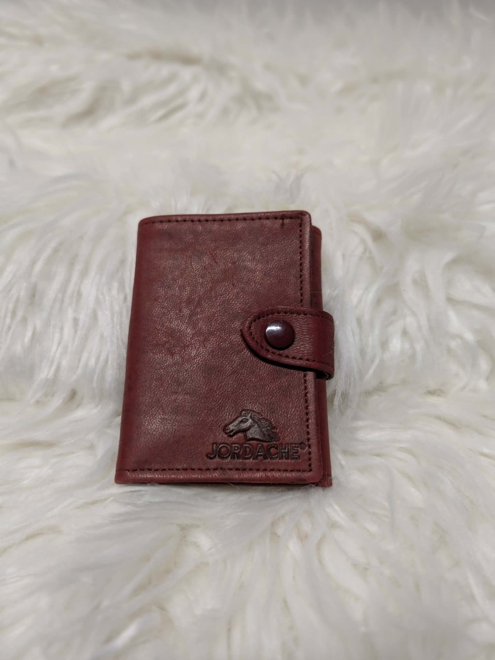 Vtg 70s 80s Jordache Men's Trifold Wallet in Deep Burgundy Leather